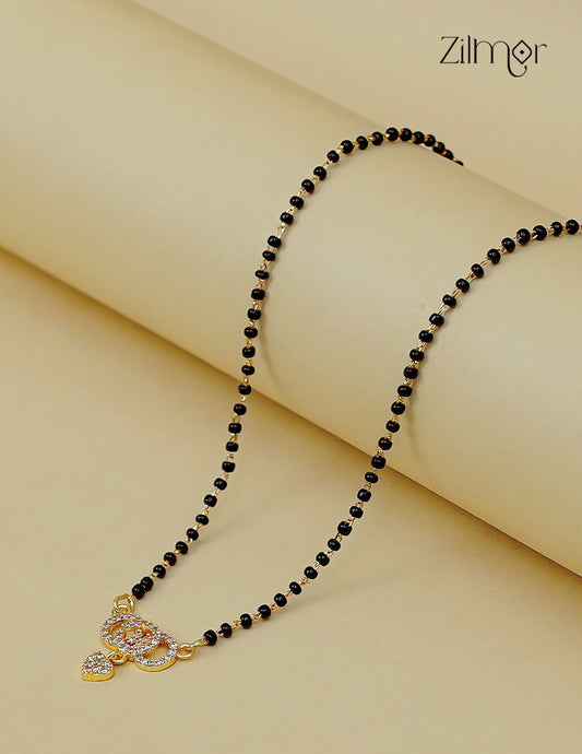 18K Gold Plated Black Bead with AD Stone Mangalsutra Necklace  - PP1012597