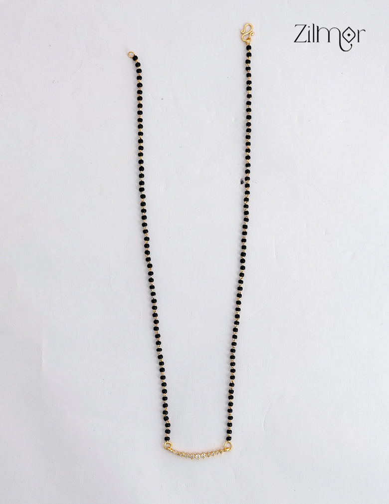18K Gold Plated Black Bead with AD Stone Mangalsutra Necklace  - PP1012598