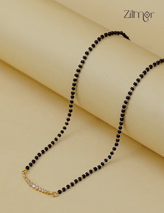 18K Gold Plated Black Bead with AD Stone Mangalsutra Necklace  - PP1012598
