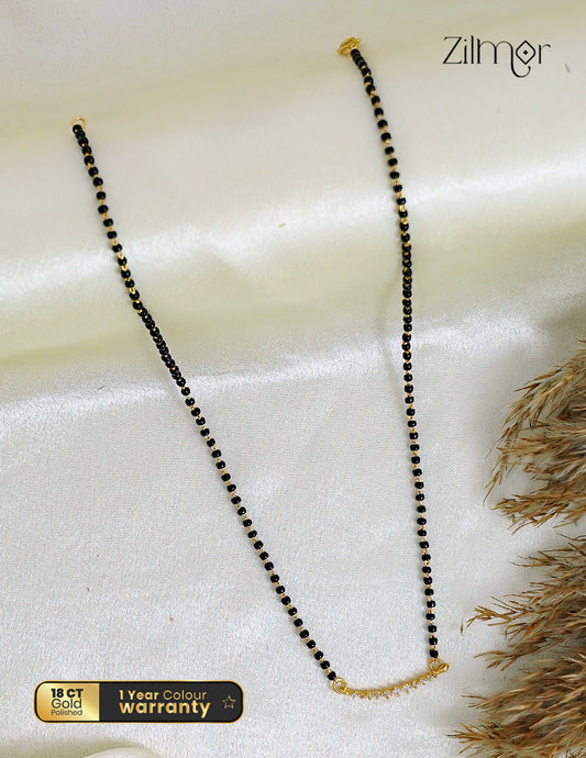 18K Gold Plated Black Bead with AD Stone Mangalsutra Necklace  - PP1012598