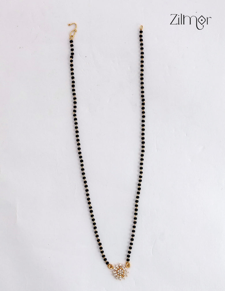 18K Gold Plated Black Bead with AD Stone Mangalsutra Necklace  - PP1012599