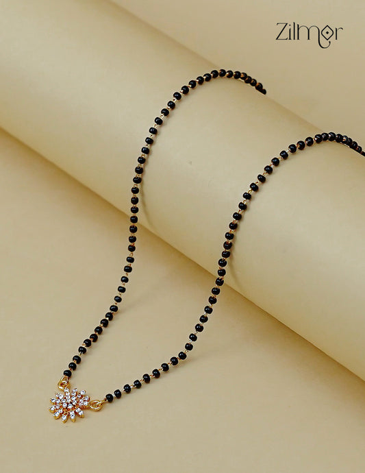18K Gold Plated Black Bead with AD Stone Mangalsutra Necklace  - PP1012599