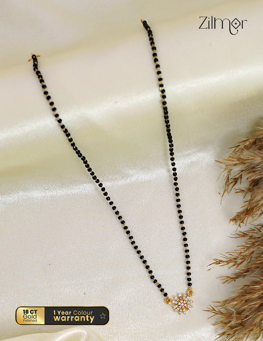 18K Gold Plated Black Bead with AD Stone Mangalsutra Necklace  - PP1012599