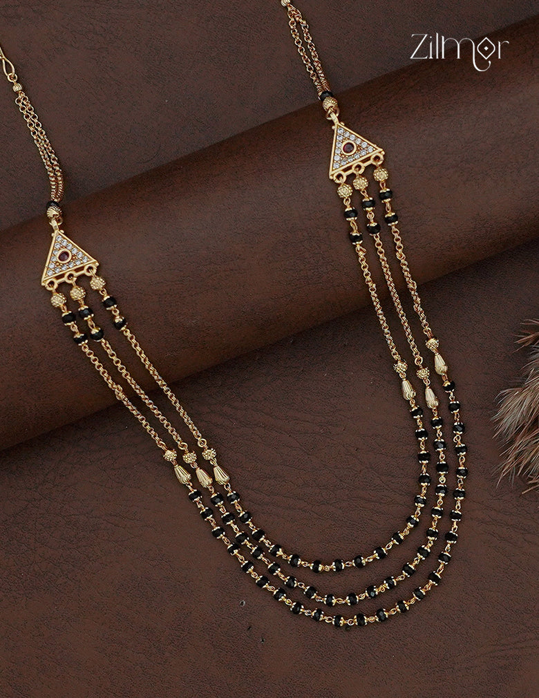 18K Gold Plated Black Beads Layer Necklace - PE1012874