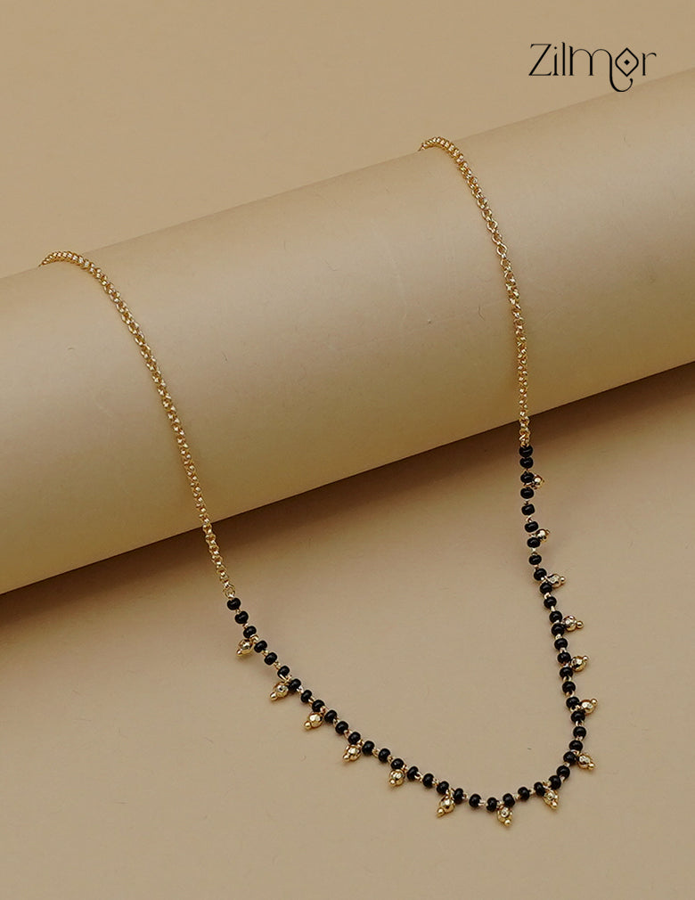 18K Gold Plated Black Beads Mangalsutra Necklace - PE1012872