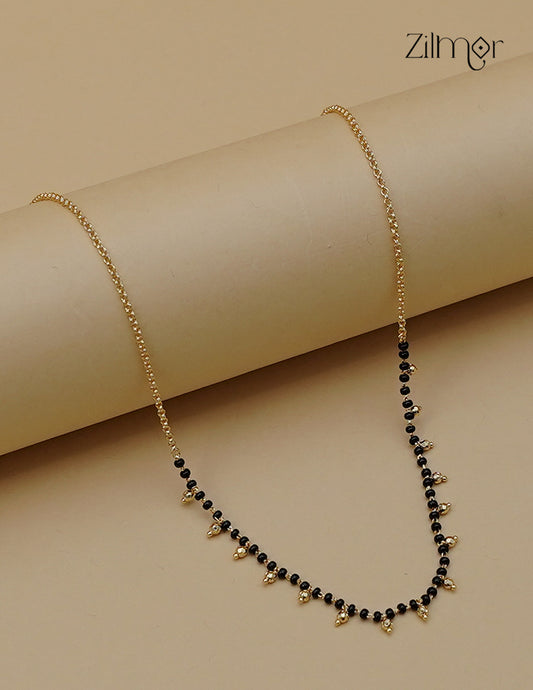 18K Gold Plated Black Beads Mangalsutra Necklace - PE1012872