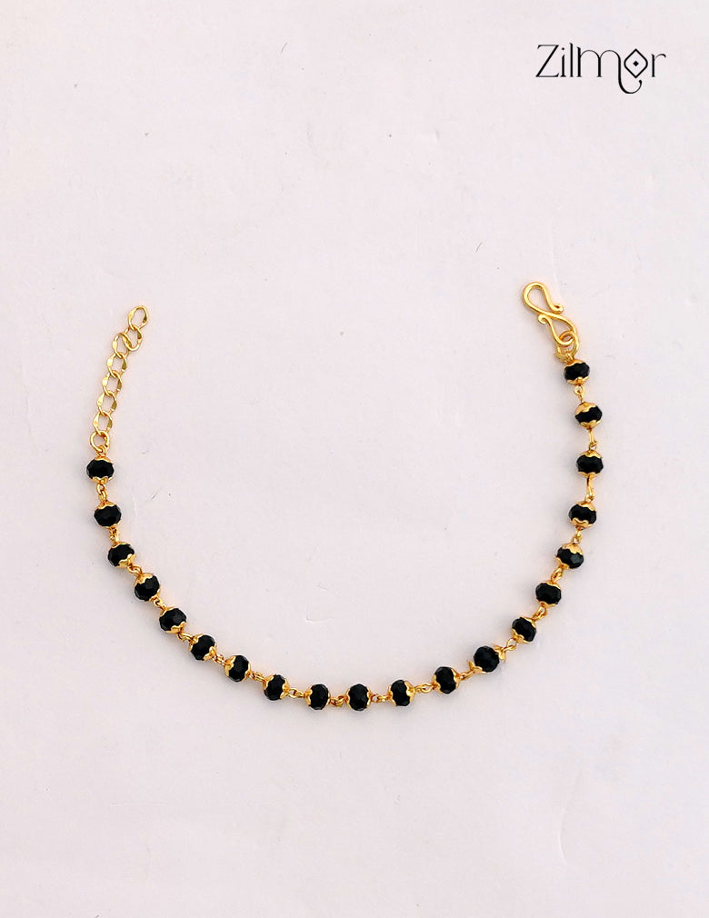 18K Gold Plated Black Crystal Bead Chain Bracelet - SK1012706