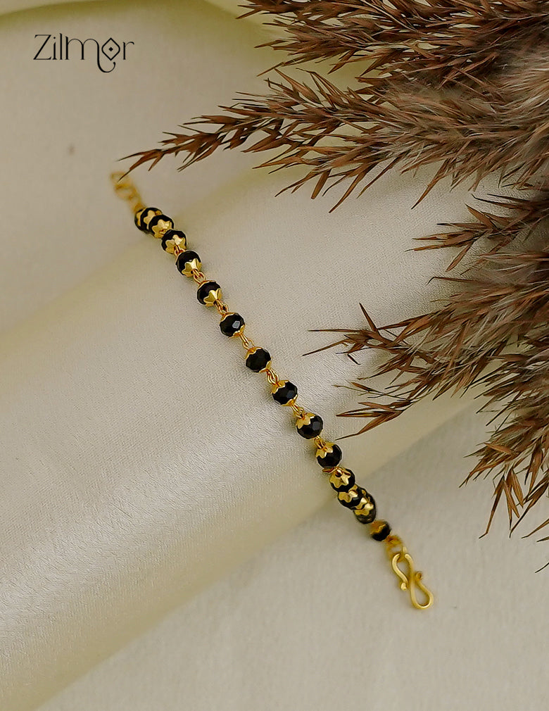 18K Gold Plated Black Crystal Bead Chain Bracelet - SK1012706