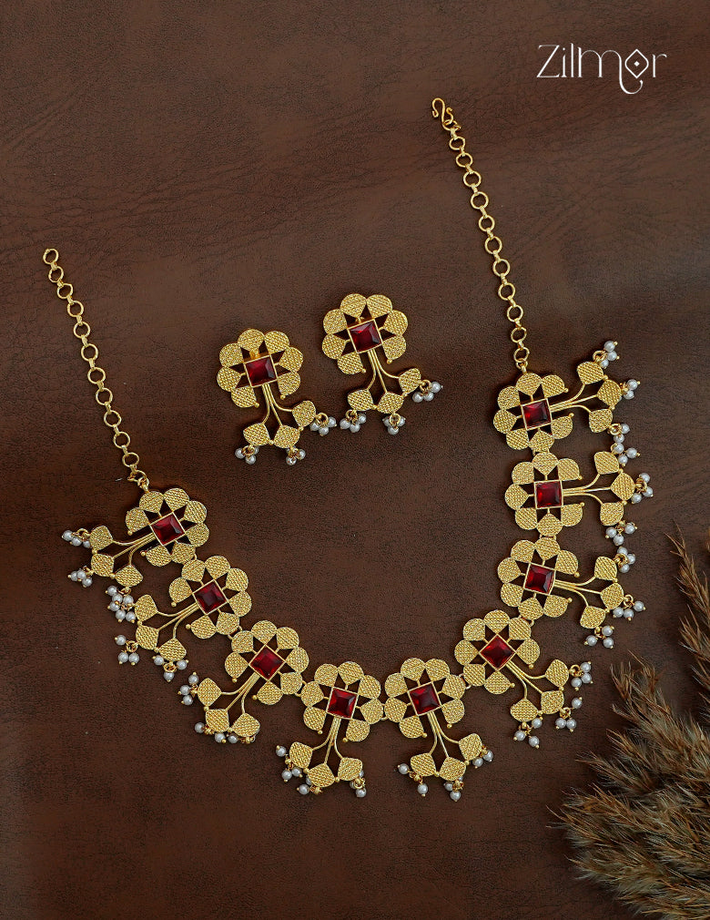 18K Gold Plated Bridal Choker Necklace Set - ZS1012428