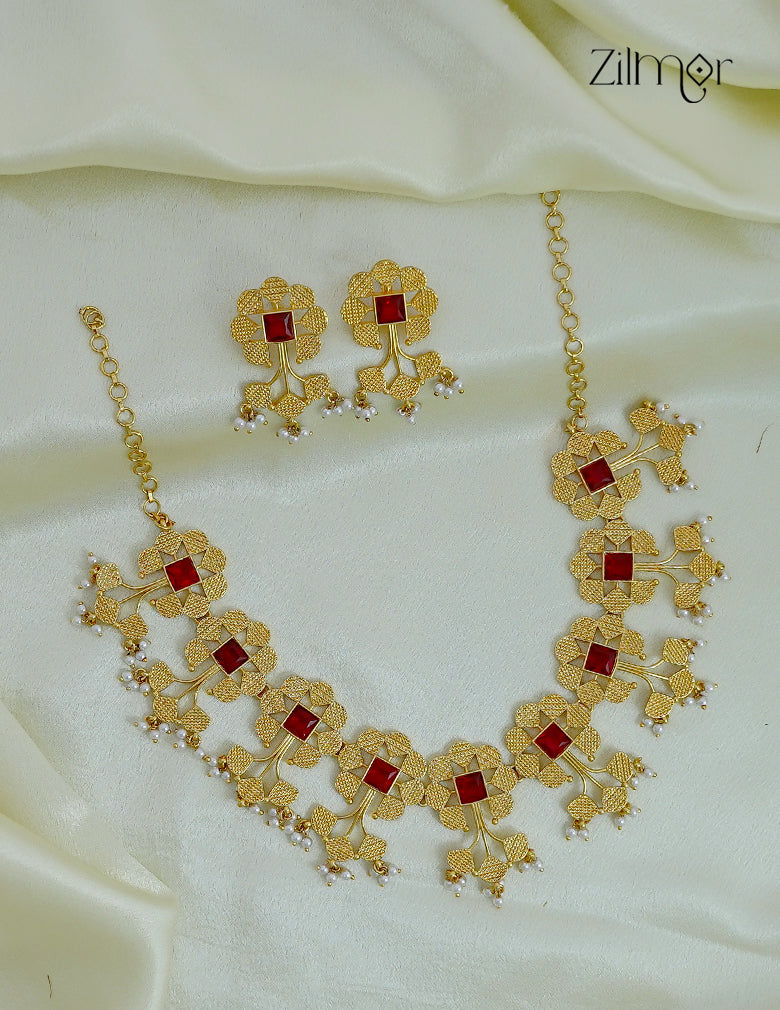 18K Gold Plated Bridal Choker Necklace Set - ZS1012428
