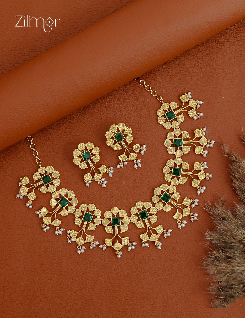 18K Gold Plated Bridal Choker Necklace Set - ZS1012428