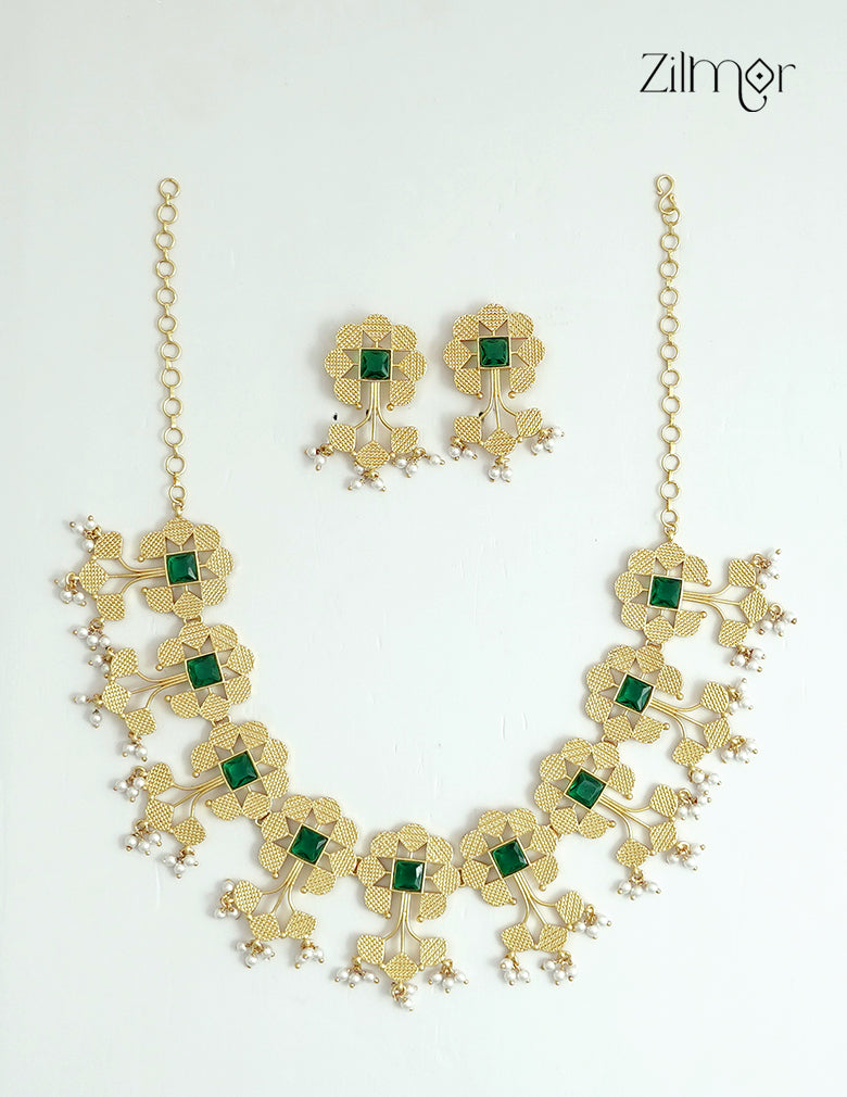 18K Gold Plated Bridal Choker Necklace Set - ZS1012428