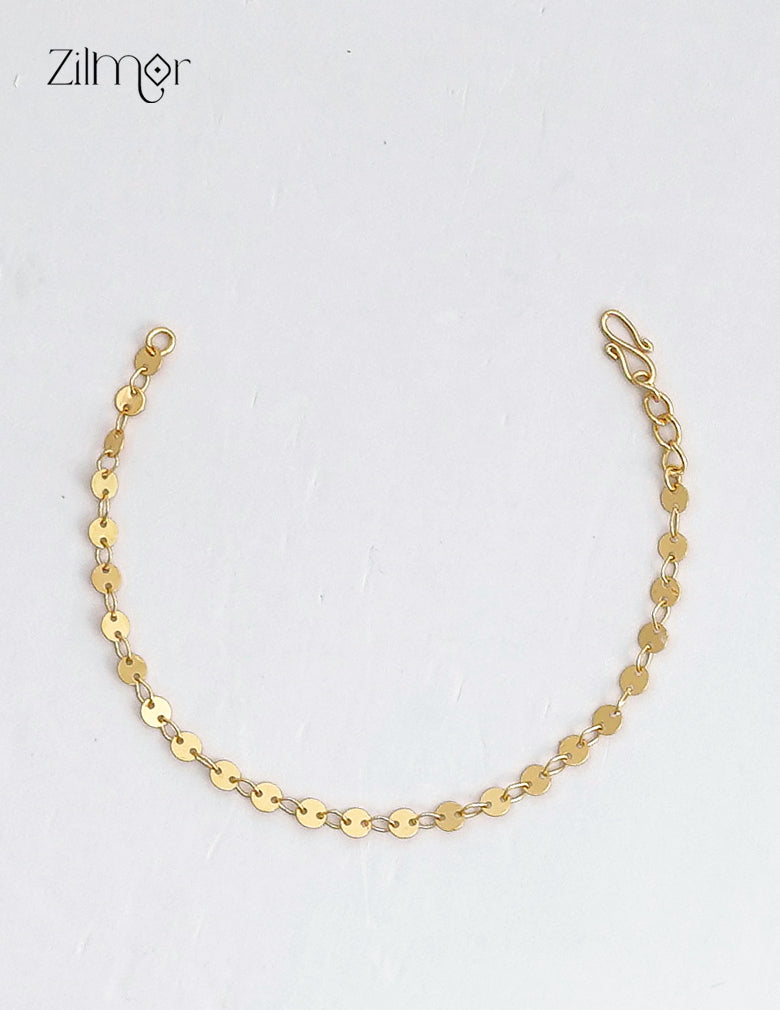 18K Gold Plated Coin Disc Chain Necklace & Bracelet Combo Set - KT1012453