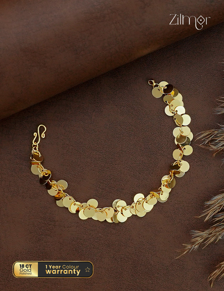 18K Gold Plated Coin Disc Charm Bracelet - KT1012476