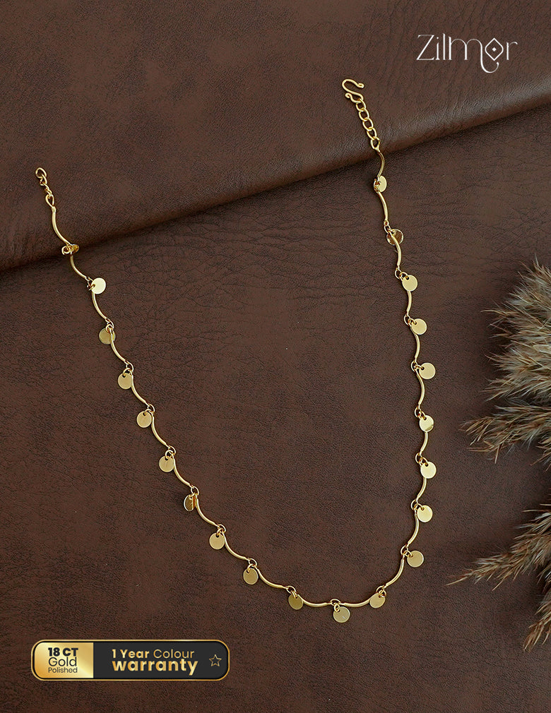 18K Gold Plated Coin Disc Charm Choker Necklace - KT1012533