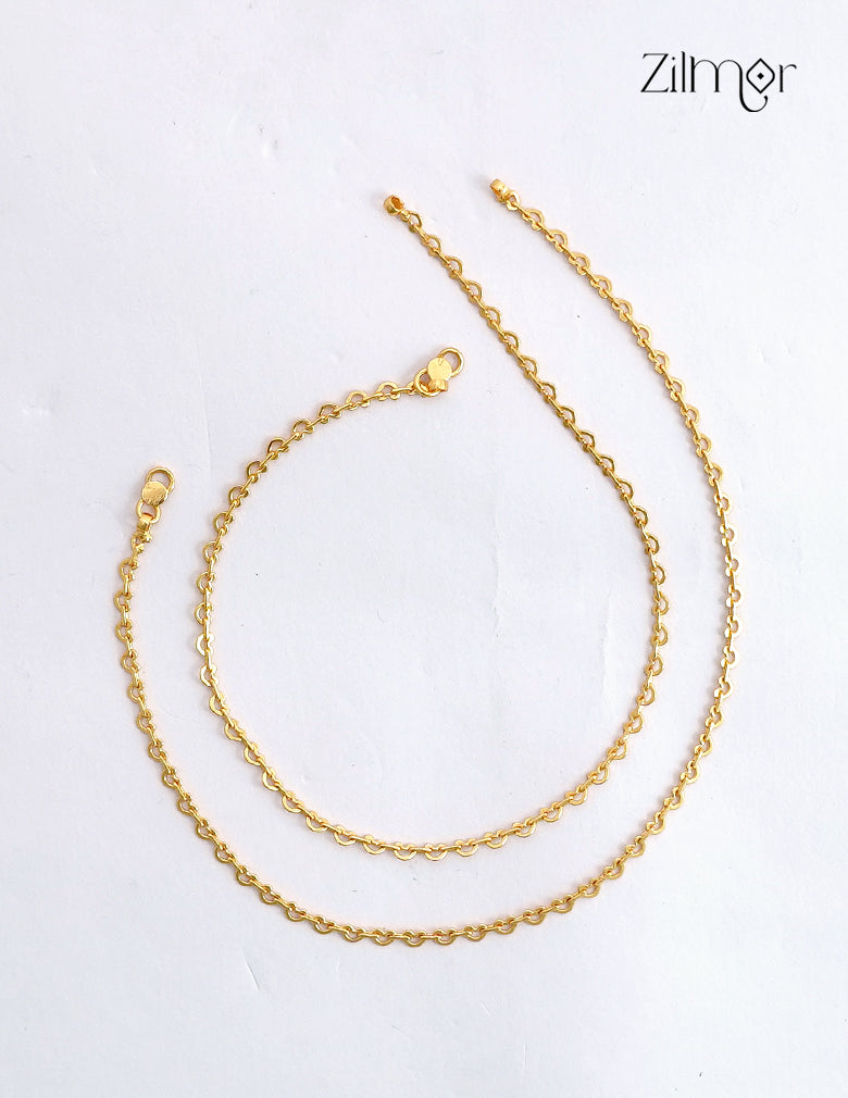 18K Gold Plated Crescent Link Chain Anklet Pair - KT1012614