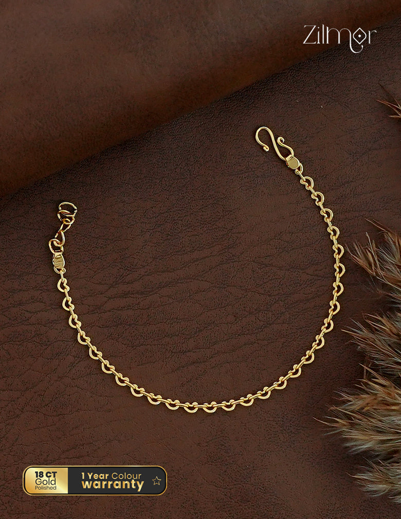 18K Gold Plated Crescent Link Chain Bracelet - KT1012613
