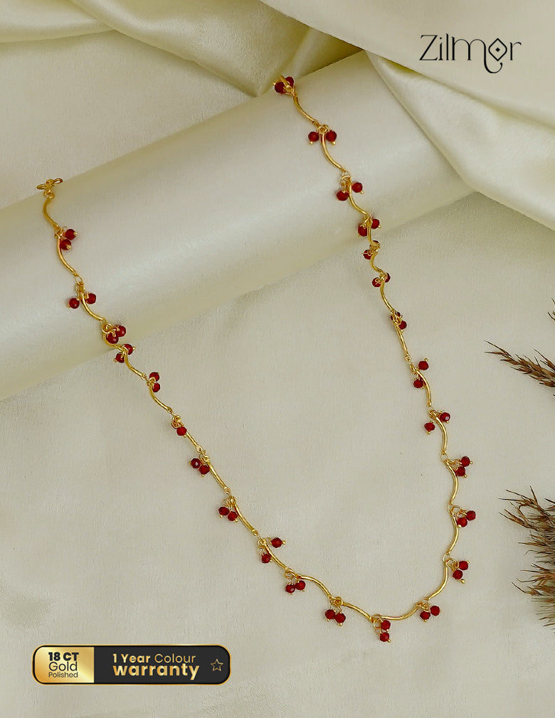18K Gold Plated Crystal Bead Cluster Chain Necklace - AG1012558