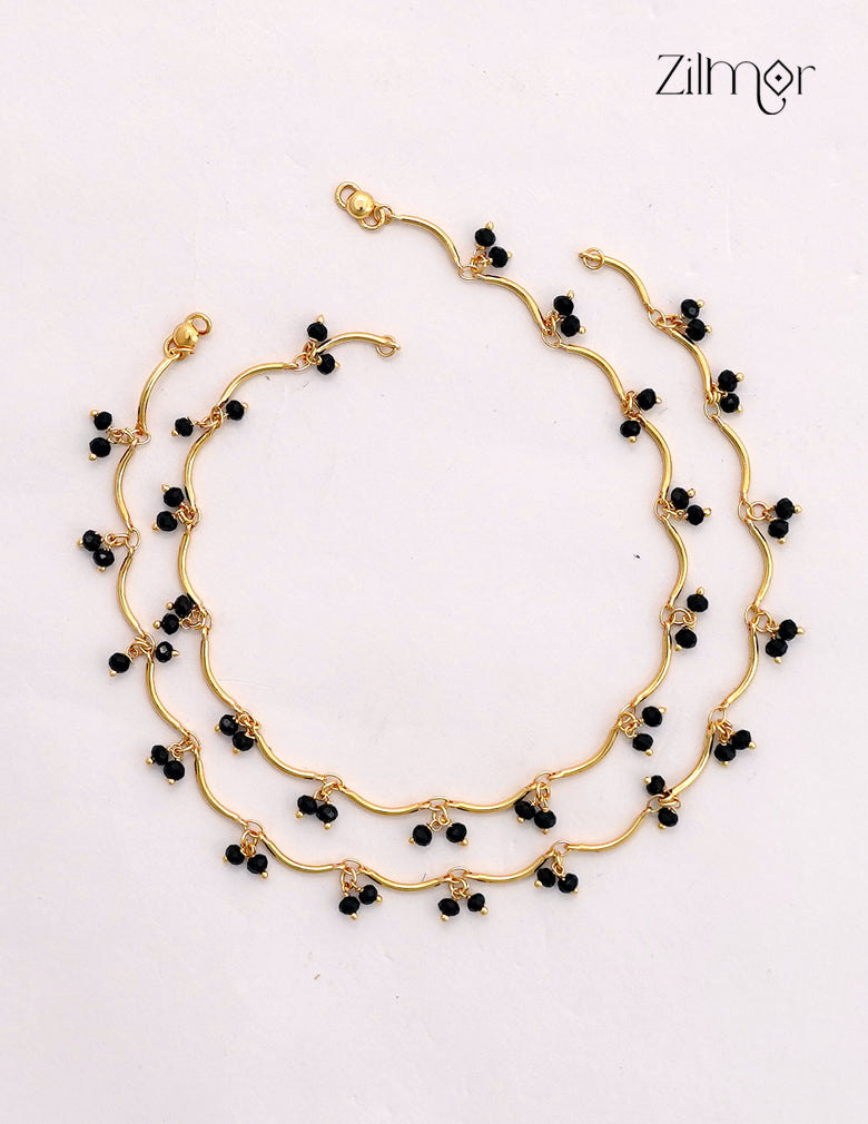 18K Gold Plated Crystal Bead Pair Anklet - KY1012684
