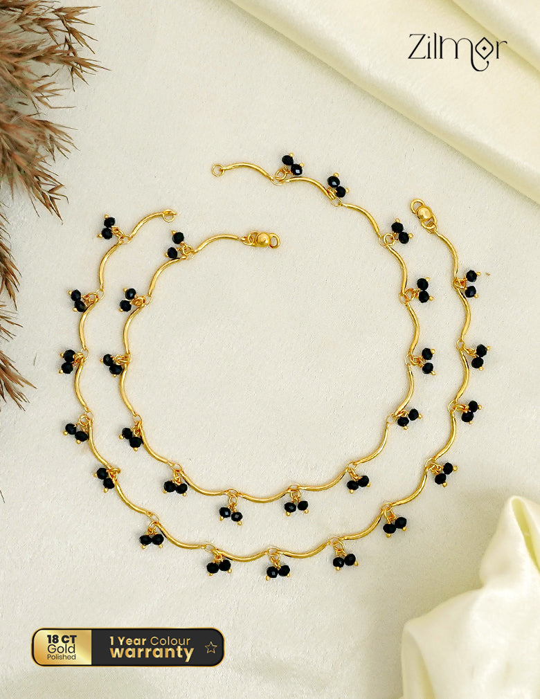 18K Gold Plated Crystal Bead Pair Anklet - KY1012684