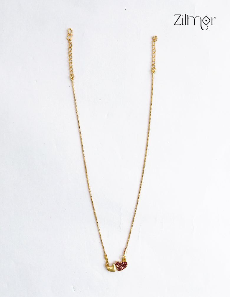 18K Gold Plated Double Heart AD Stone Pendant Necklace – AG1012511