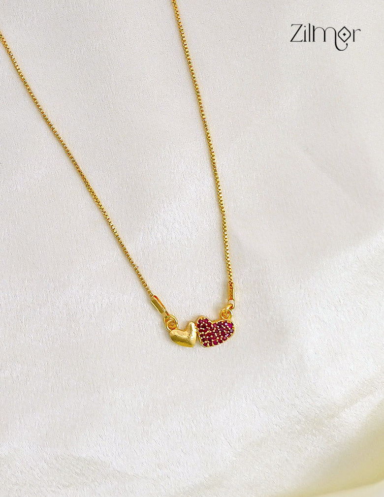 18K Gold Plated Double Heart AD Stone Pendant Necklace – AG1012511