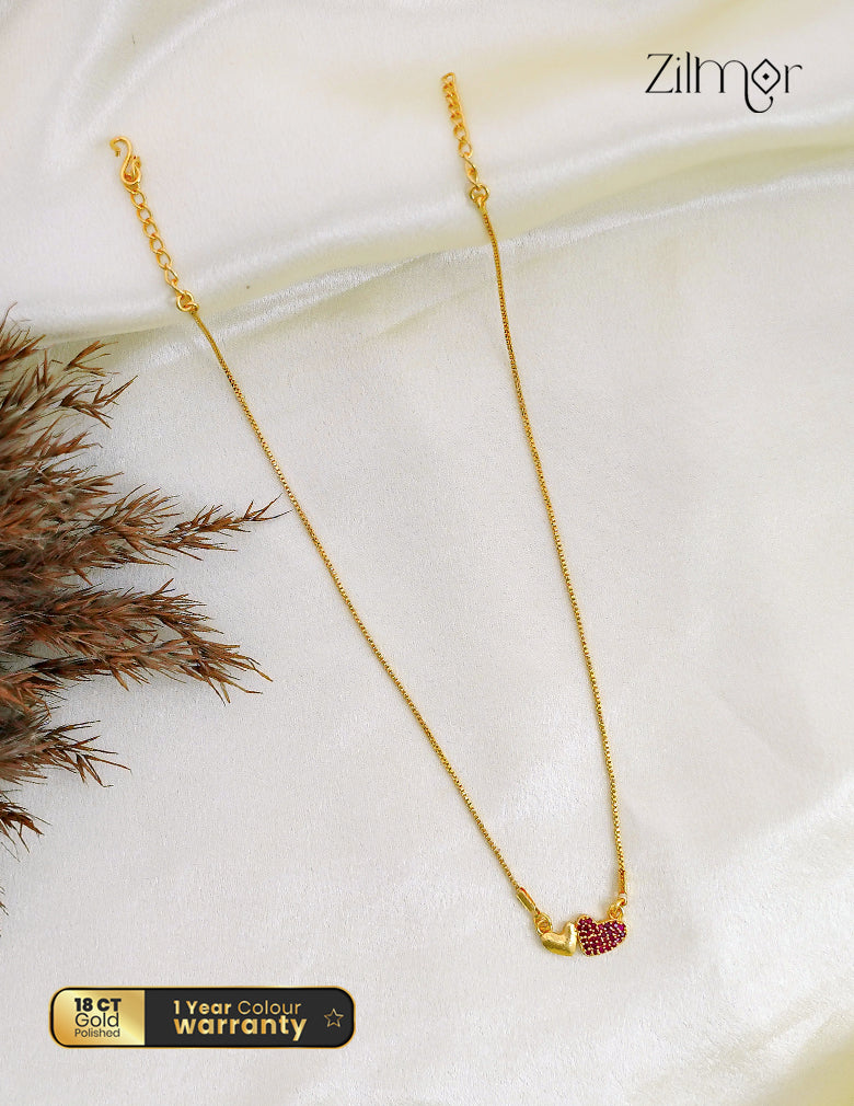 18K Gold Plated Double Heart AD Stone Pendant Necklace – AG1012511