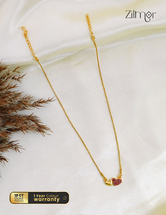 18K Gold Plated Double Heart AD Stone Pendant Necklace – AG1012511