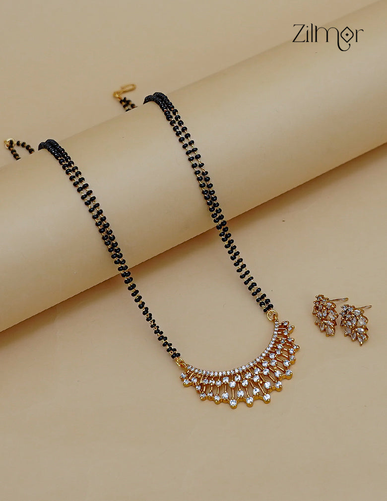 Double Layer AD Stone Mangalsutra Necklace Matching Earrings  Set - SC1012767