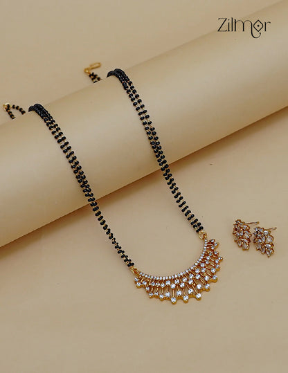 Double Layer AD Stone Mangalsutra Necklace Matching Earrings  Set - SC1012767