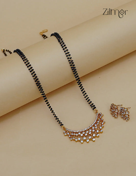 Double Layer AD Stone Mangalsutra Necklace Matching Earrings  Set - SC1012767