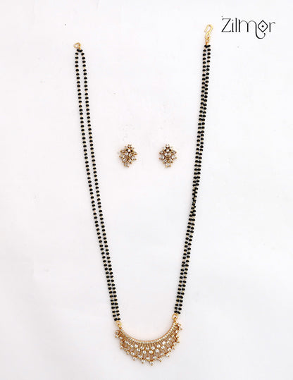 Double Layer AD Stone Mangalsutra Necklace Matching Earrings  Set - SC1012767