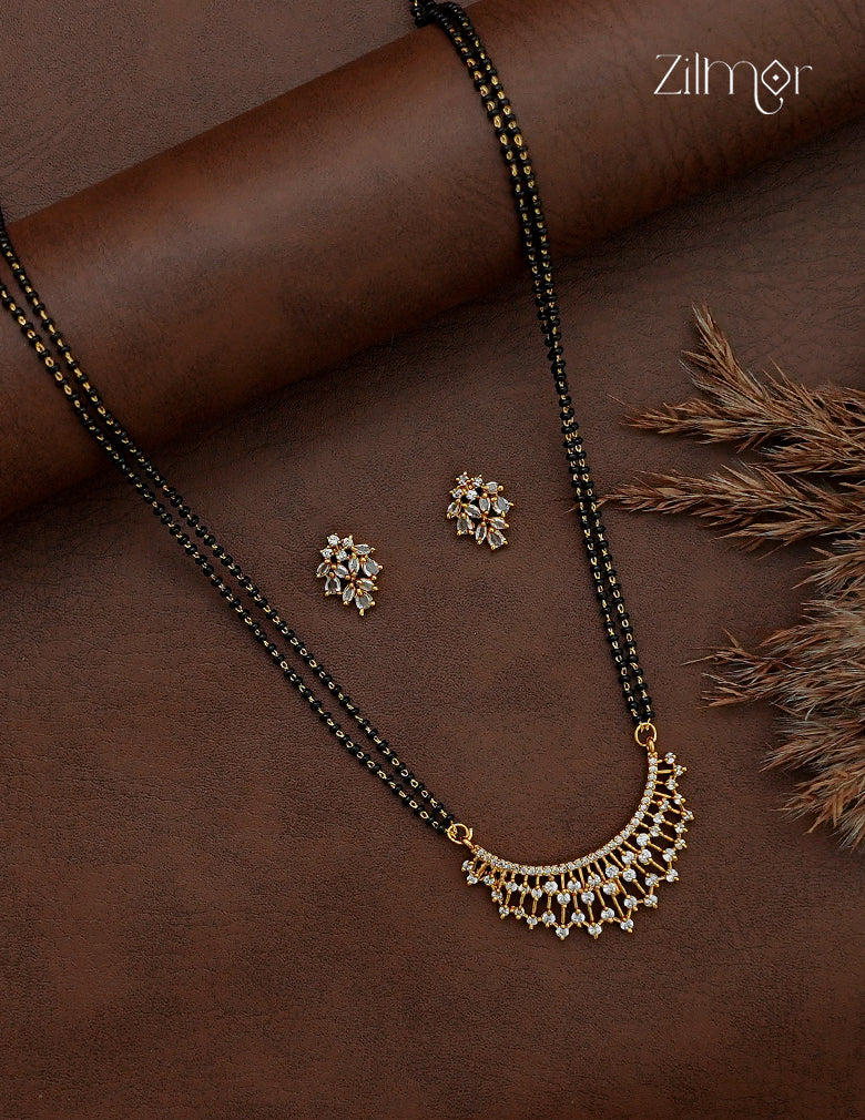 Double Layer AD Stone Mangalsutra Necklace Matching Earrings  Set - SC1012767