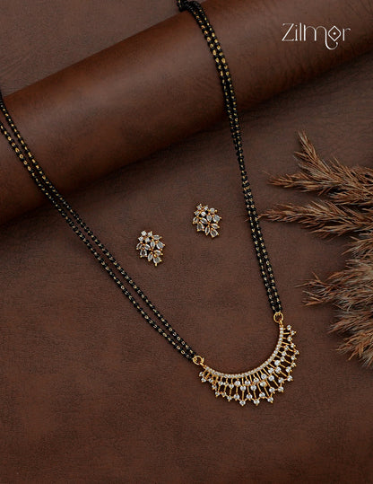 Double Layer AD Stone Mangalsutra Necklace Matching Earrings  Set - SC1012767