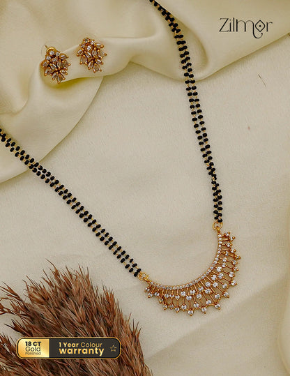 Double Layer AD Stone Mangalsutra Necklace Matching Earrings  Set - SC1012767