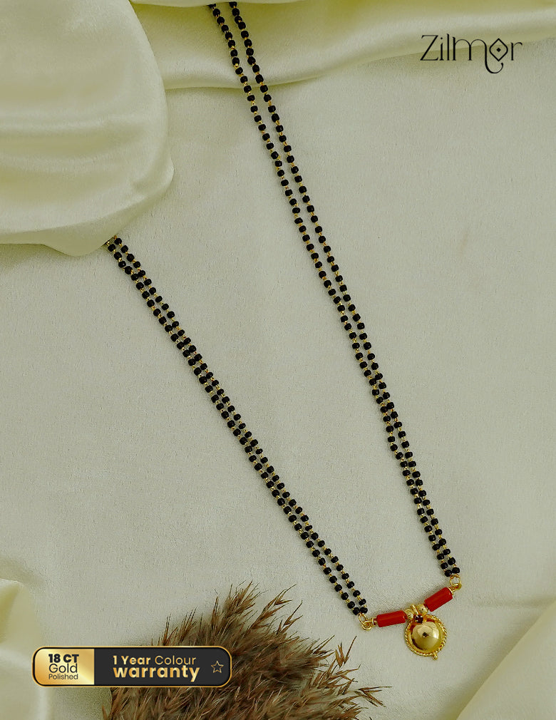 18K Gold Plated Double Layer Coral Bead Mangalsutra Necklace - ZG1012718
