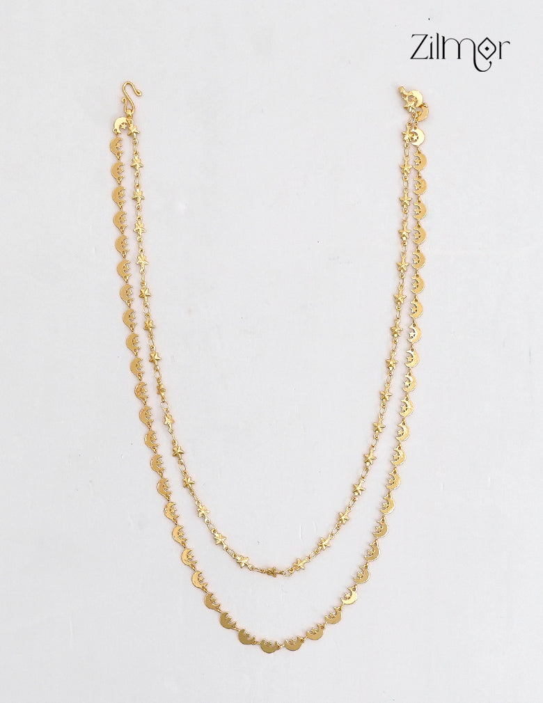 18K Gold Plated Double Layer Half Moon & Star Necklace- KT1012436