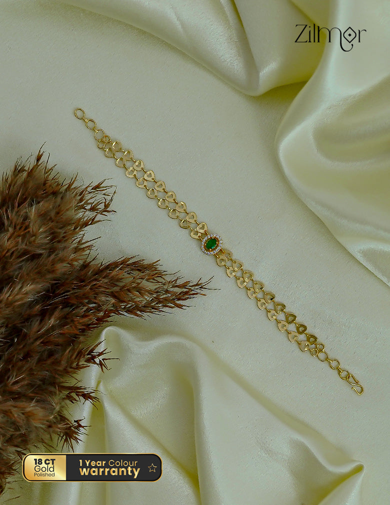 18K Gold Plated Double Layer Heart Chain Bracelet - TR1012518