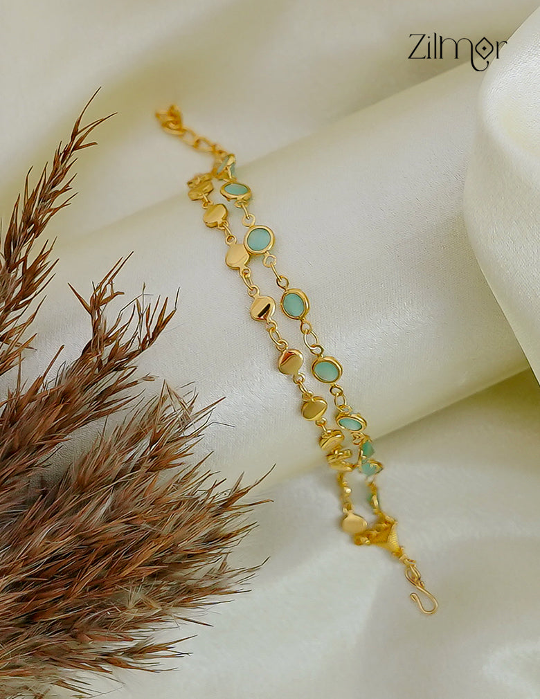 18K Gold Plated Double Layer Semi Precious Stone Bracelet - KY1012571
