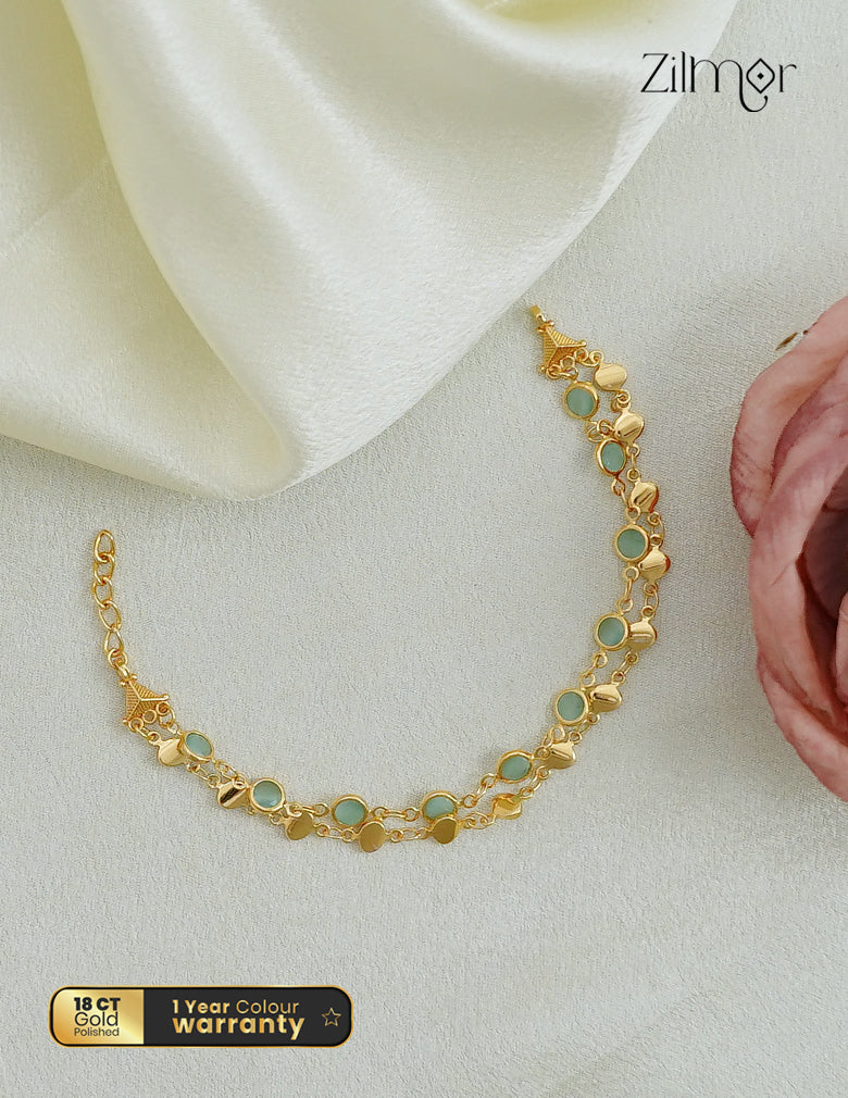 18K Gold Plated Double Layer Semi Precious Stone Bracelet - KY1012571