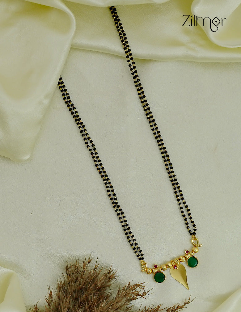 18K Gold Plated Double Layer Thaali Palakka Stone Mangalsutra Necklace - ZG1012717