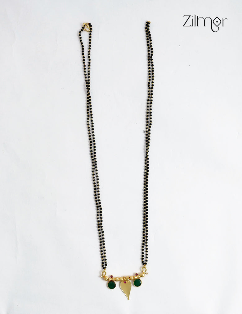 18K Gold Plated Double Layer Thaali Palakka Stone Mangalsutra Necklace - ZG1012717