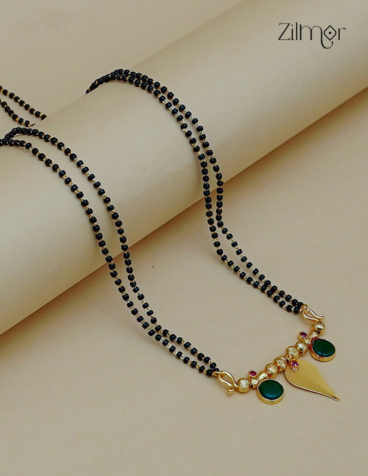 18K Gold Plated Double Layer Thaali Palakka Stone Mangalsutra Necklace - ZG1012717