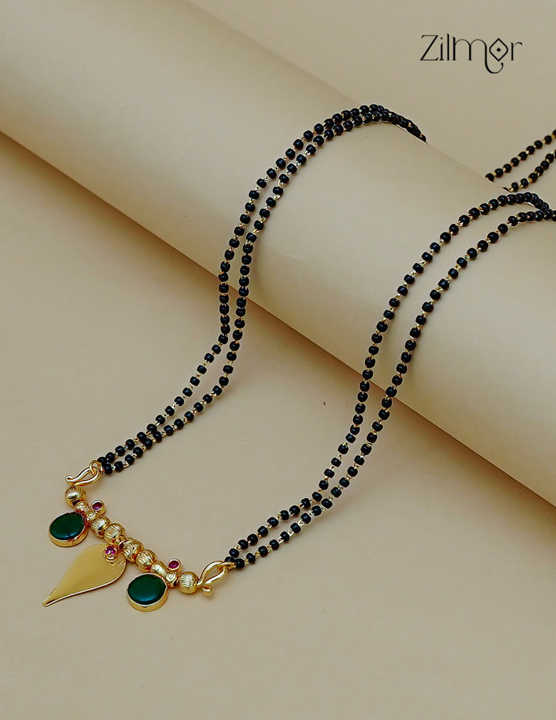 18K Gold Plated Double Layer Thaali Palakka Stone Mangalsutra Necklace - ZG1012717