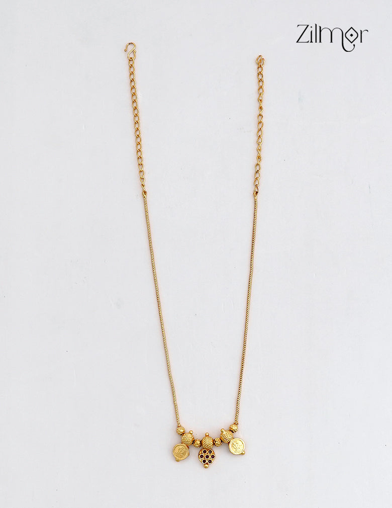 18K Gold Plated Lakshmi Coin Necklace | Double Side Pendant Kaashu Mala - ZG1012439