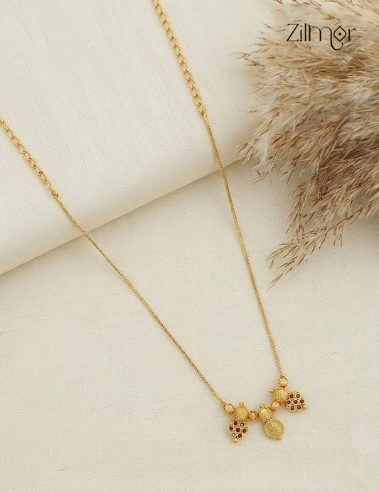 18K Gold Plated Lakshmi Coin Necklace | Double Side Pendant Kaashu Mala - ZG1012439