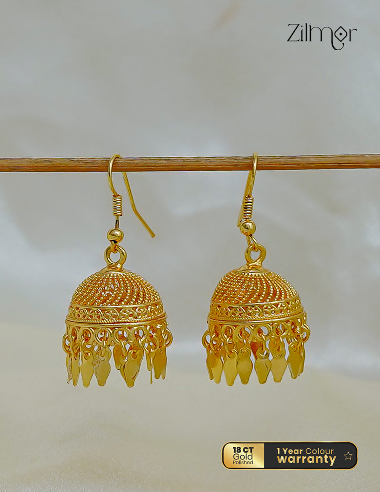 18K Gold Plated Elakkathali Hook Jhumka Earrings - KY1012601
