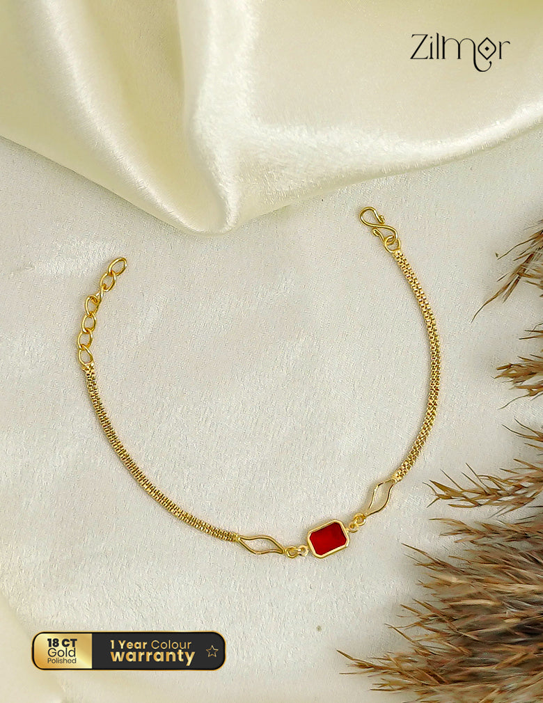 18K Gold Plated Emerald Cut Stone Centre Bracelet - PE1012633