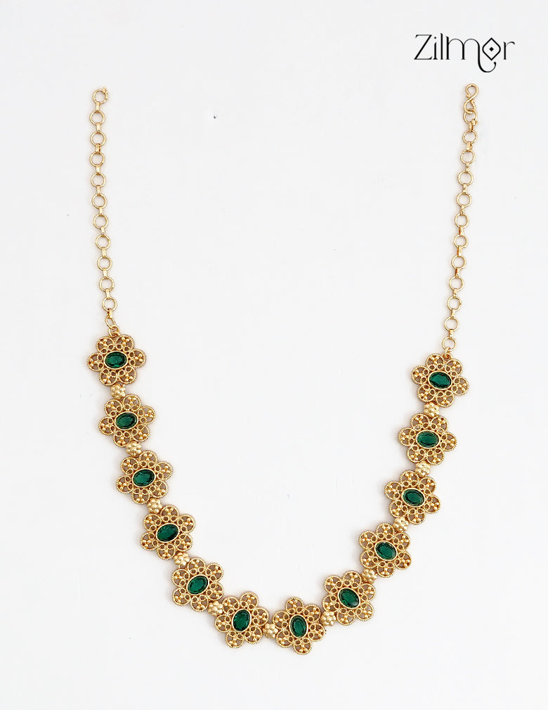 18K Gold Plated Floral Motif Choker Necklace- ZS1012423