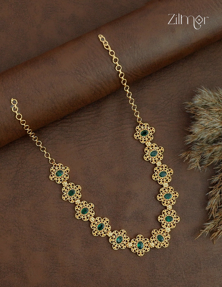 18K Gold Plated Floral Motif Choker Necklace- ZS1012423